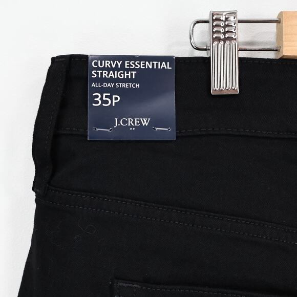 NWT J.Crew Factory Petite Curvy Stretch Essential Straight Jean Black 35 Petite - Picture 8 of 11